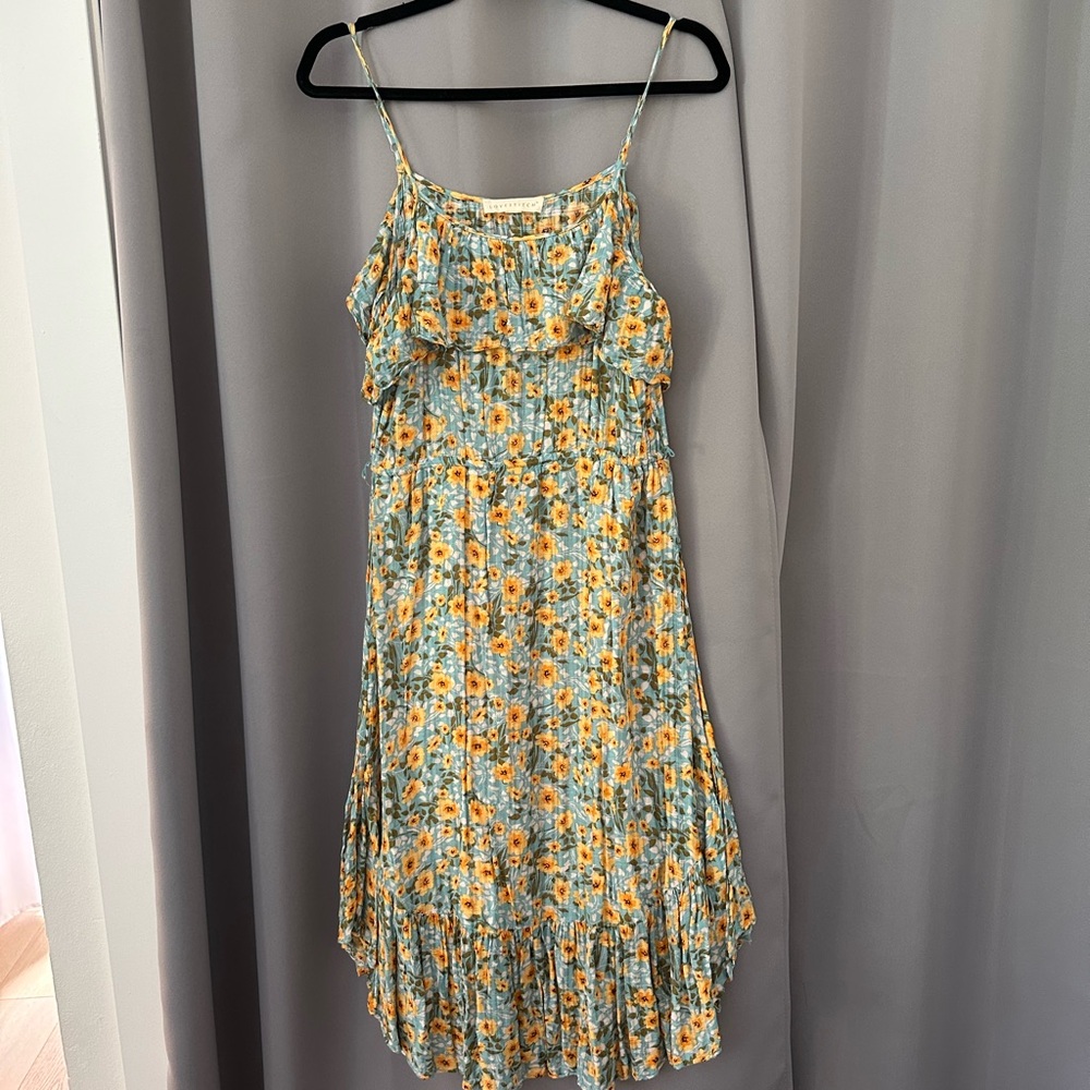 Lovestitch Floral Midi Dress - Blue and Yellow